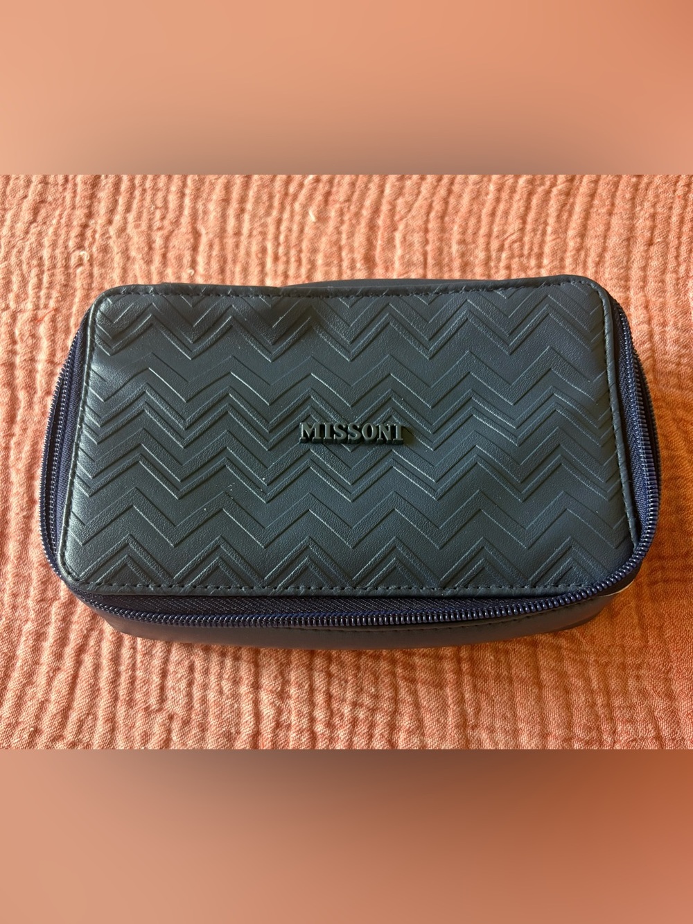 Missoni x Delta Navy Chevron Travel Zip Pouch